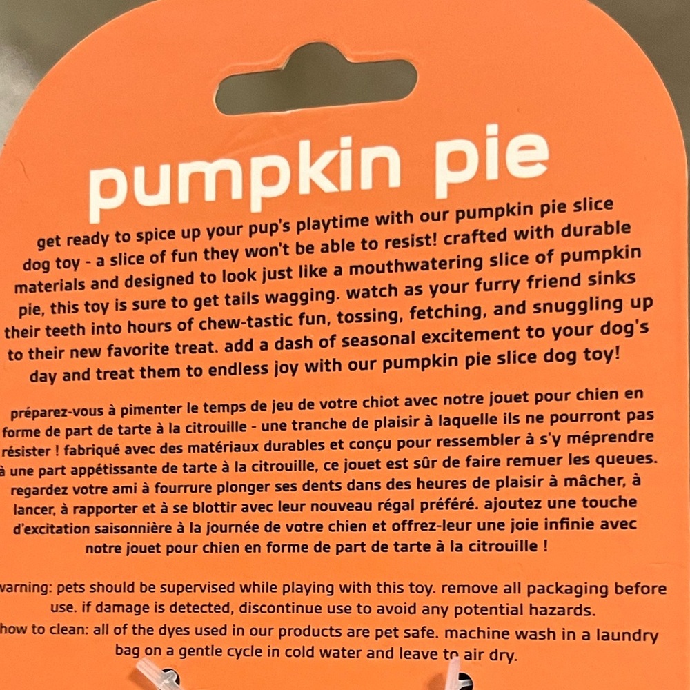 π Dexy Paws Pumpkin Pie Dog Toy - Picture 6 of 7